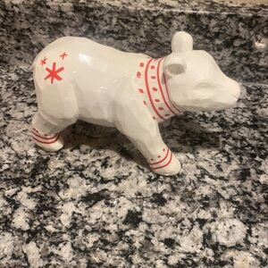 Holiday Polar Bear Figurine Nordic Style  Folk Art Design